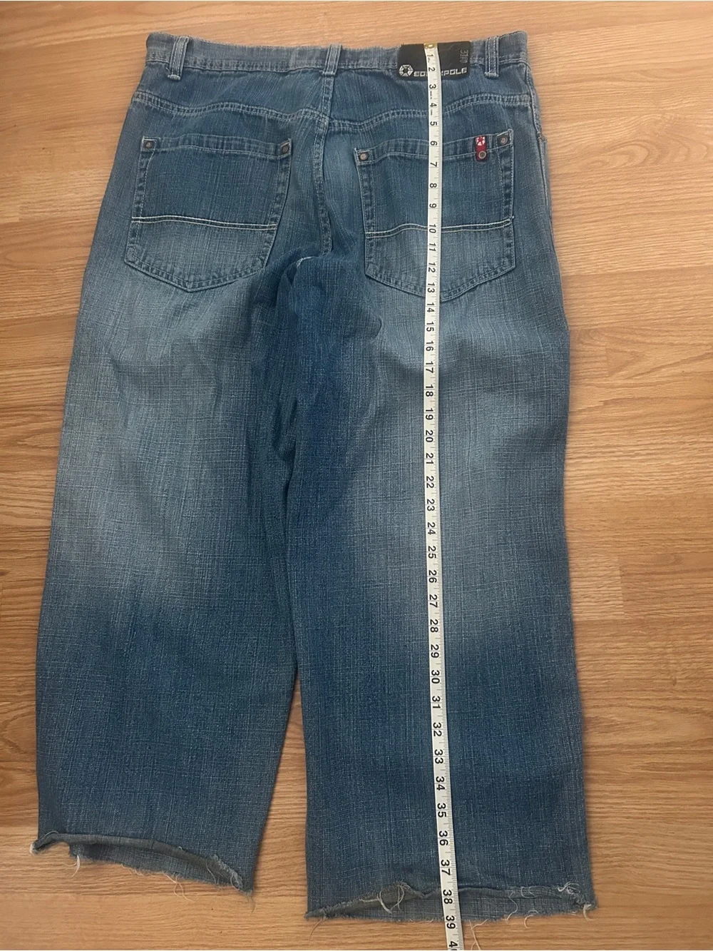 South Pole Mens Relaxed Wide-Leg Dark Blue Jeans